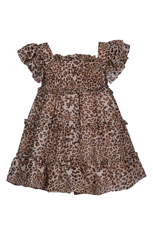 Iris & Ivy Smocked Leopard Print Tiered Dress In Multi