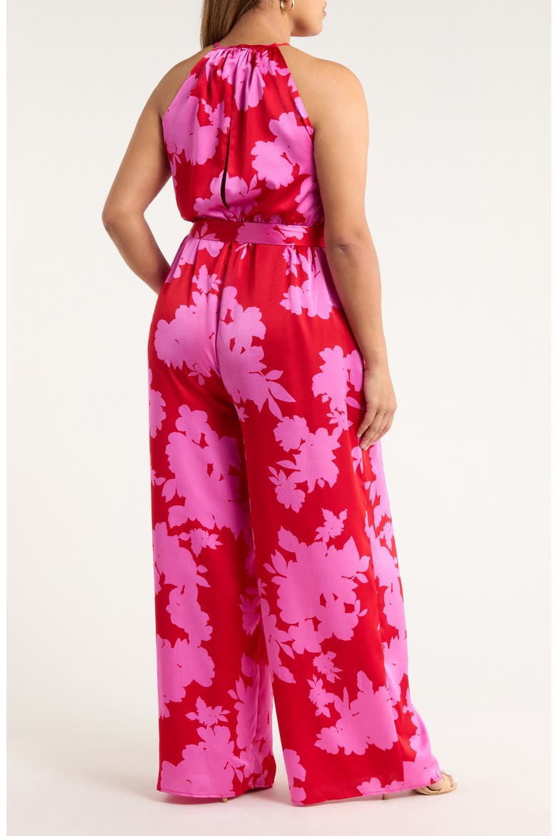 Burning Love Floral Print Jumpsuit, Alternate, color, CHERRY-PINK