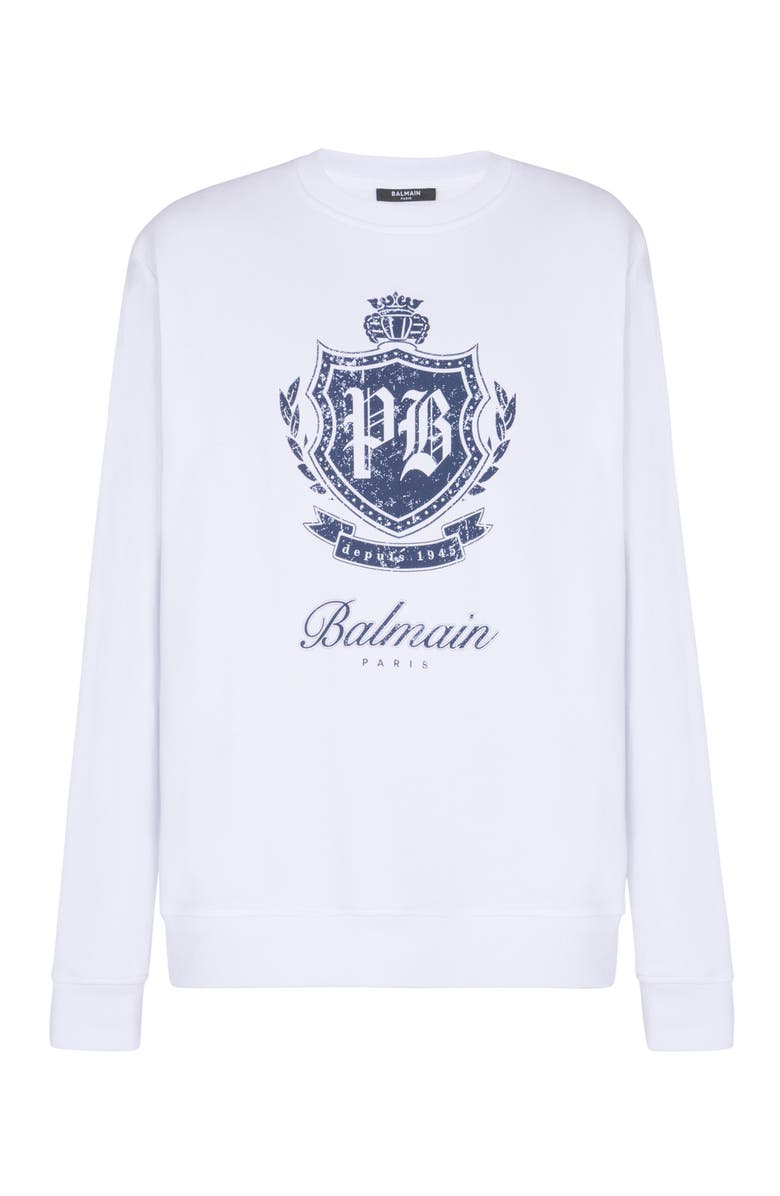 Balmain College Emblem sweatshirt, Alternate, color, Blue