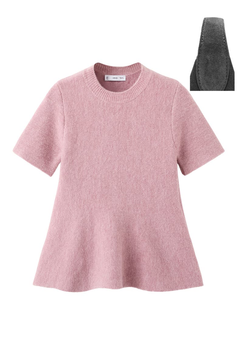 Short Sleeve Peplum Sweater, Alternate, color, PASTEL PINK