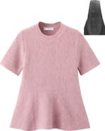 MANGO Short Sleeve Peplum Sweater