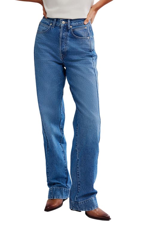 Free People Stick Around Slim Curve Relaxed Straight Leg Jeans In Blue