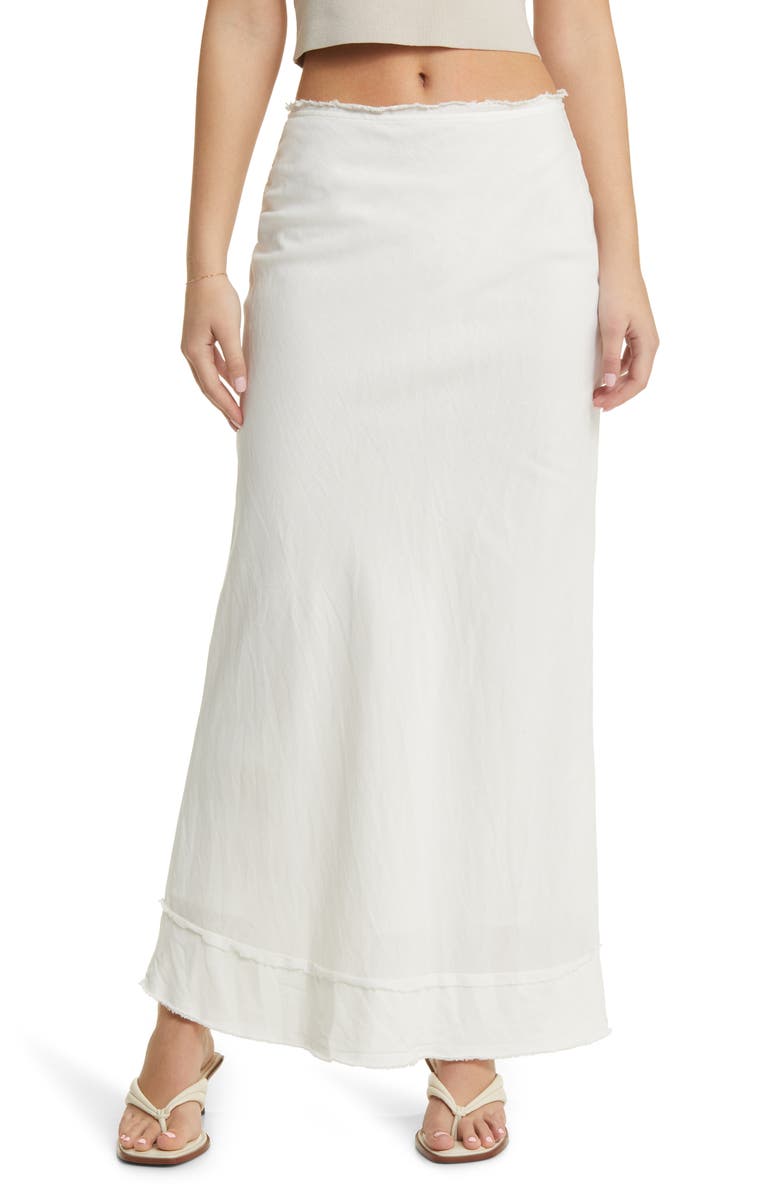 Topshop Cotton & Linen Maxi Skirt, Main, color, Ivory