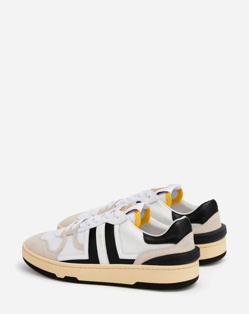 Lanvin Black And White Leather Clay Low Mesh Sneakers In White/black