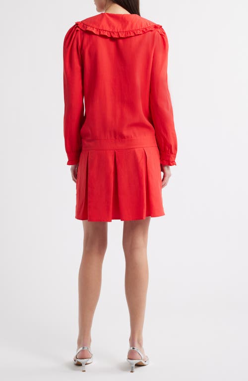 Sister Jane Cruise Pleated Long Sleeve Minidress In Red