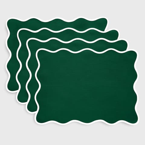 Linen Placemats Set of 4, 14 x 19" - Giselle Scallop Edge