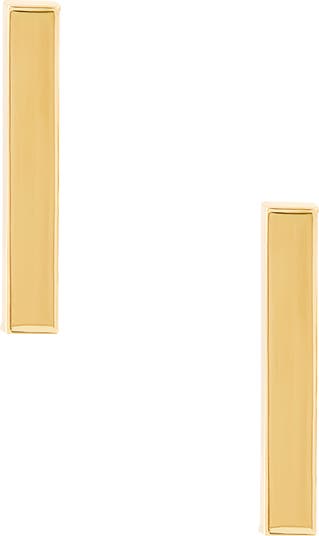 14K Gold Bar Stud Earrings