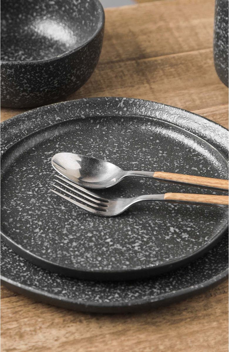 Stone Lain Tom Stoneware 4-Piece Salad Plate Set, Alternate, color, Black And White