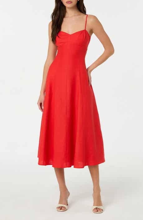 ASTR the Label Linen Blend Midi Dress