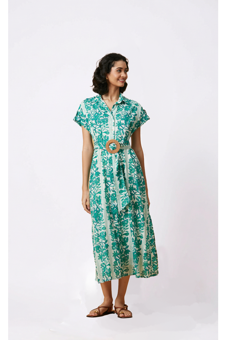 Catherine Midi Dress, Alternate, color, Green Serendipia