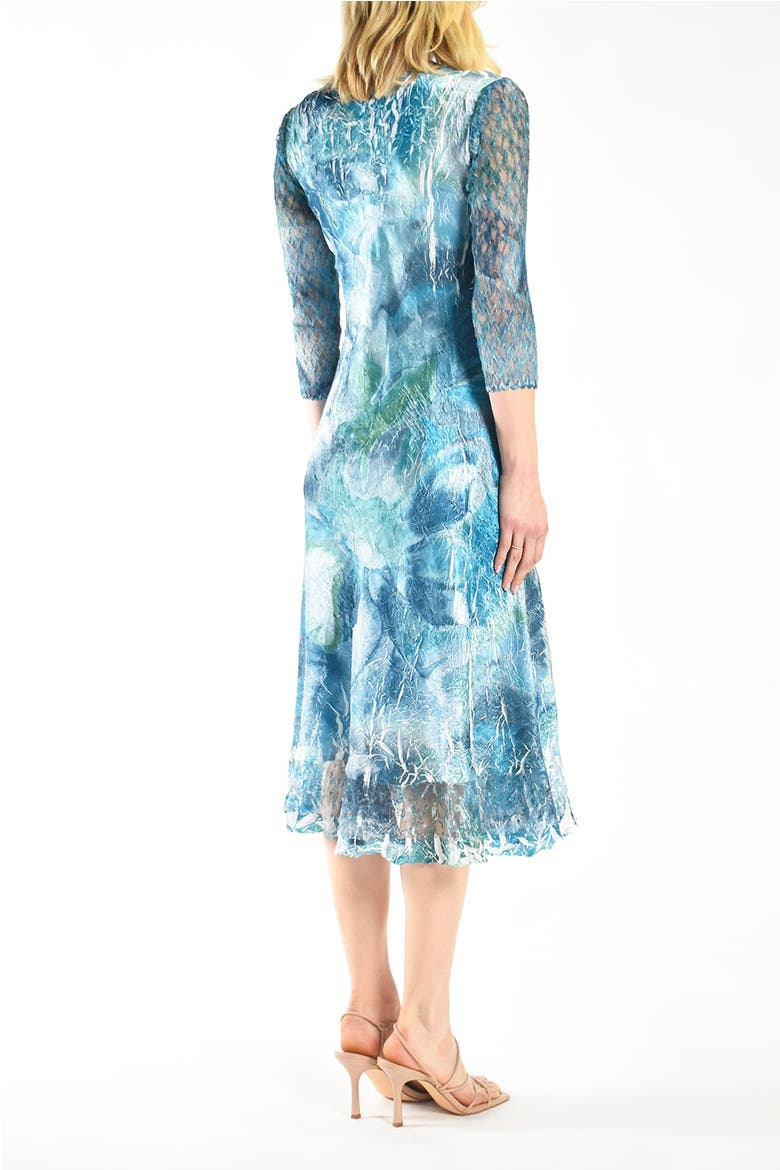 Painted  Printed Dress, Alternate, color, Turquoise Watrcolor