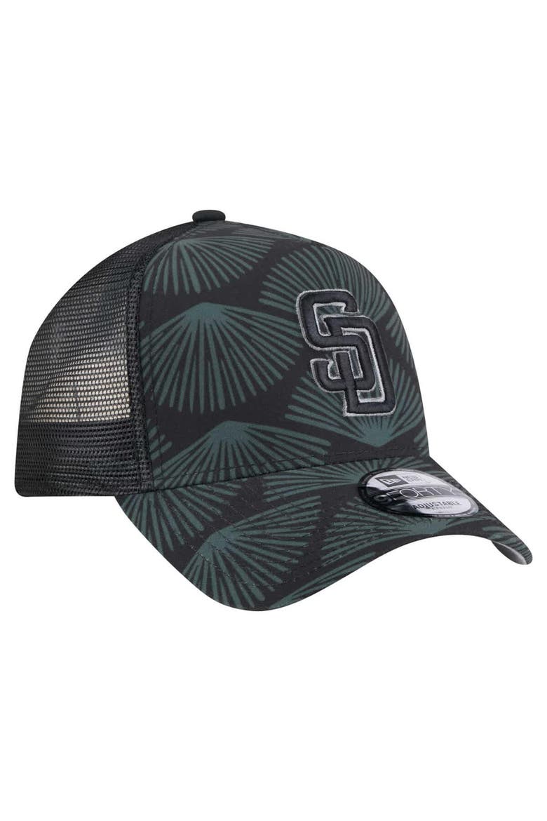 Men's New Era  Black San Diego Padres 9FORTY A-Frame Trucker Adjustable Hat, Alternate, color, Black