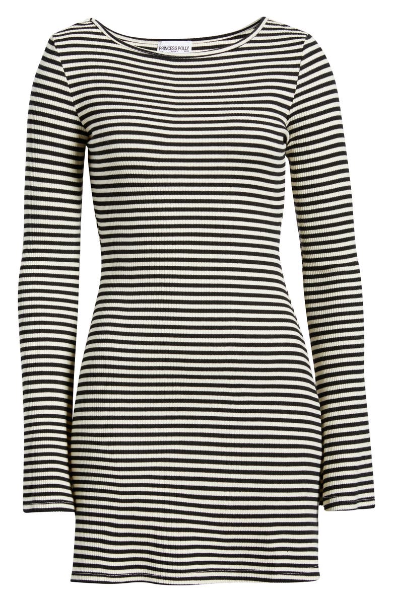 Princess Polly BRYANNA L/S MINI DRESS BLK/WHT, Alternate, color, Black