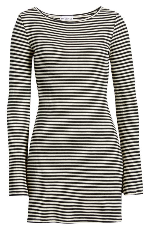 Princess Polly Bryanna L/s Mini Dress Blk/wht In Black