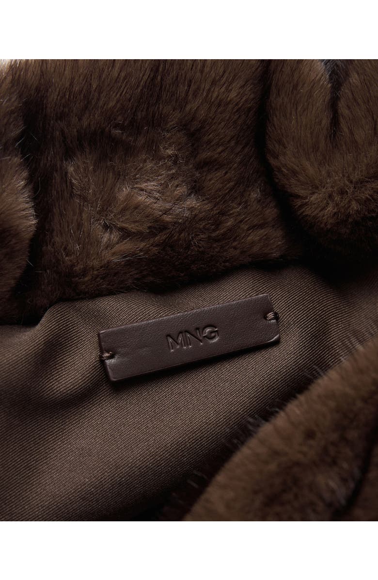 MANGO Faux Fur Darwstring Clutch, Alternate, color, Chocolate