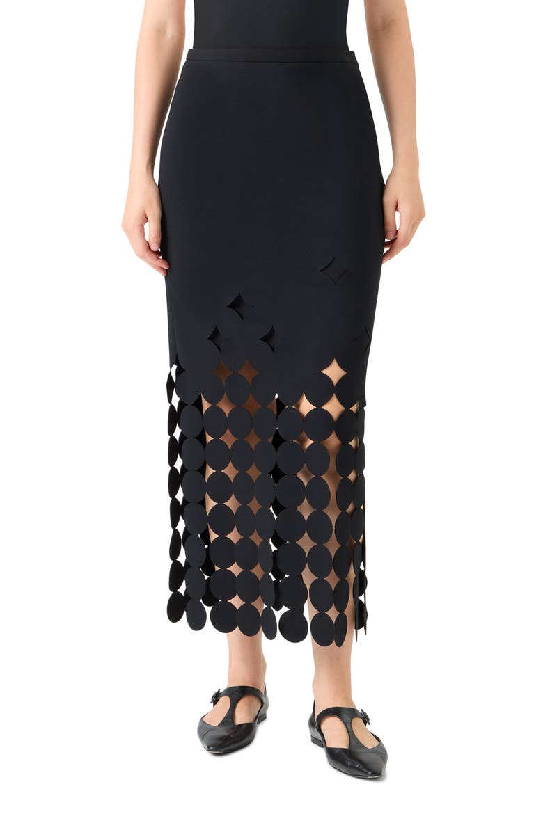 Dot Cutout Skirt, Main, color, BLACK