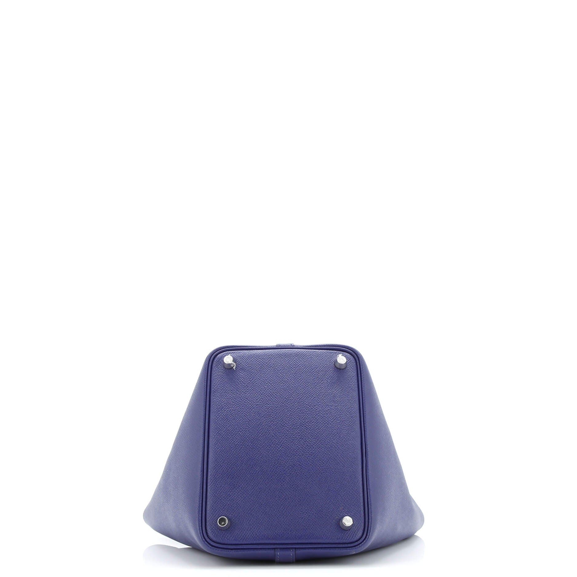 Pre-Owned Hermes Picotin Lock Bag Tressage Epsom PM, Alternate, color, Bleu Encre/Noir/Brique