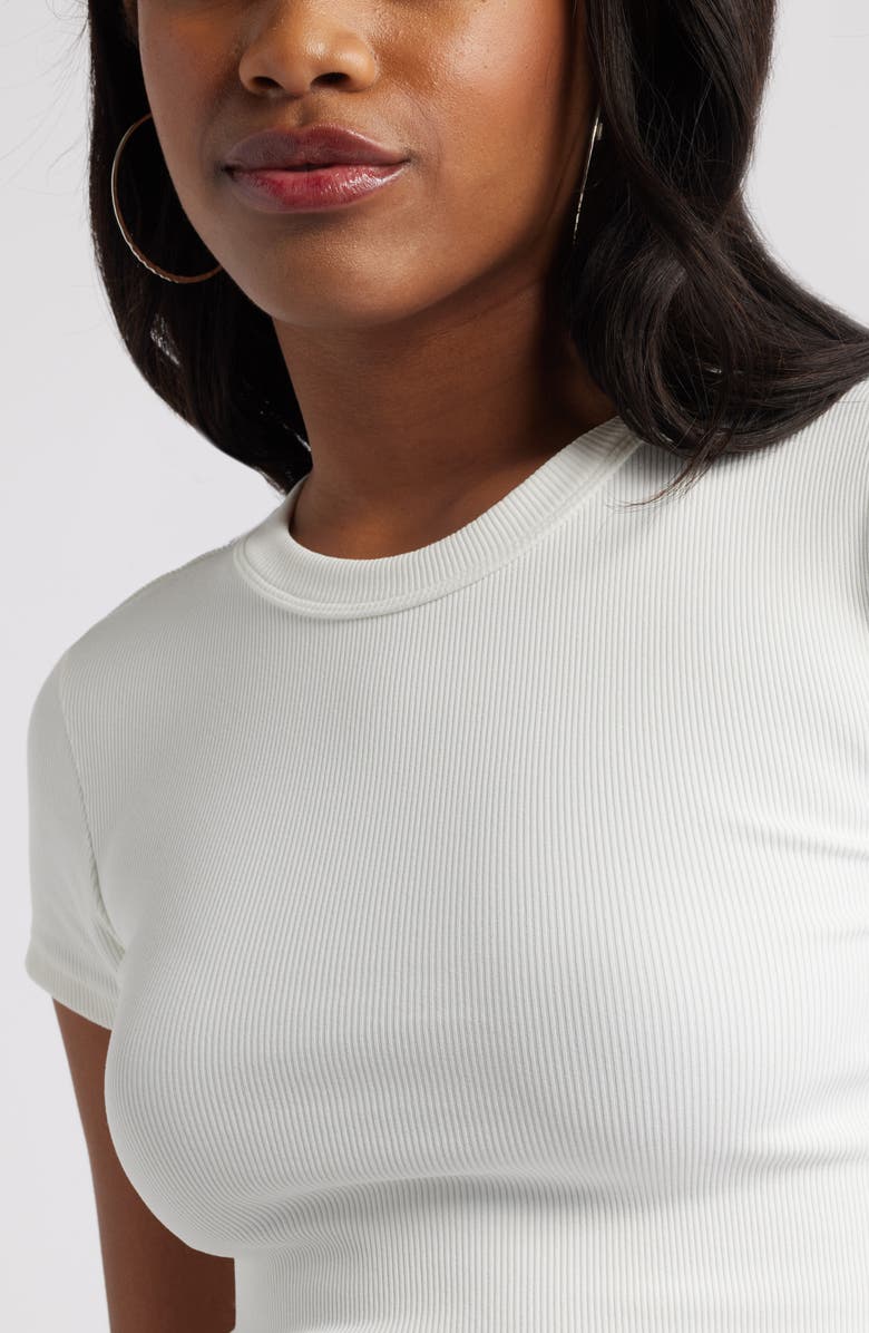 BP. Compact Rib Crop Baby Tee, Alternate, color, White Blanc