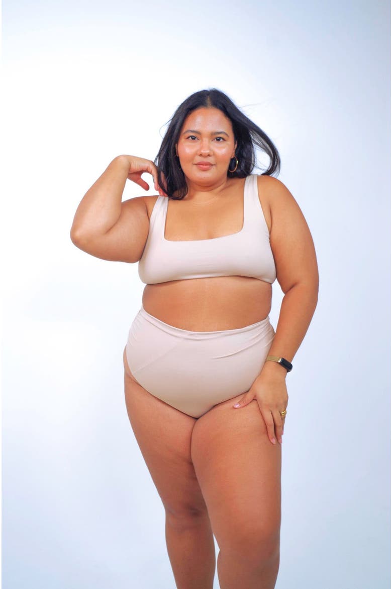 Cali Super High Waisted Bikini Bottom, Alternate, color, Cream