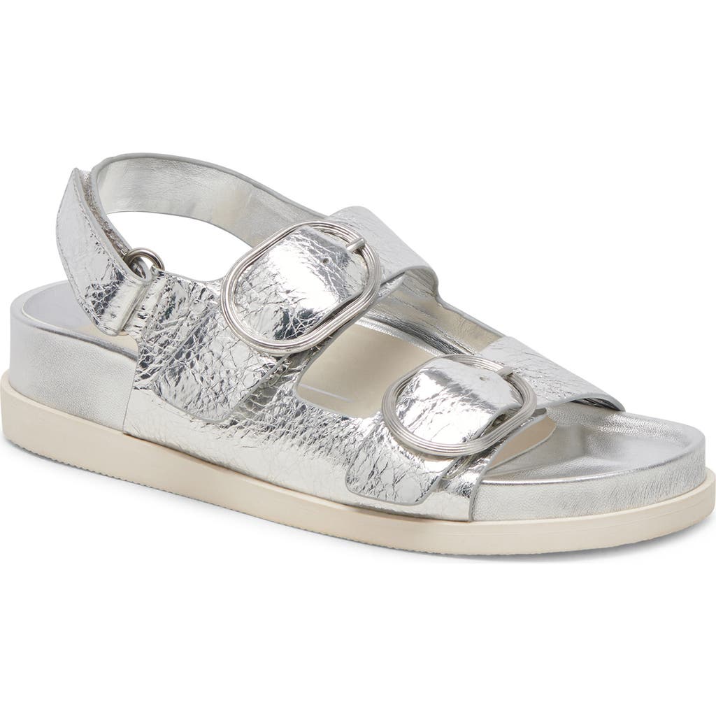 Dolce Vita Starla Platform Sandal In Silver Distressed Leather