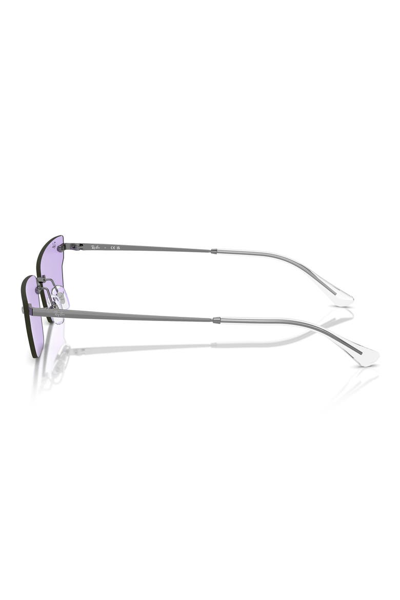 63mm Frameless Butterfly Sunglasses, Alternate, color, GUNMETAL