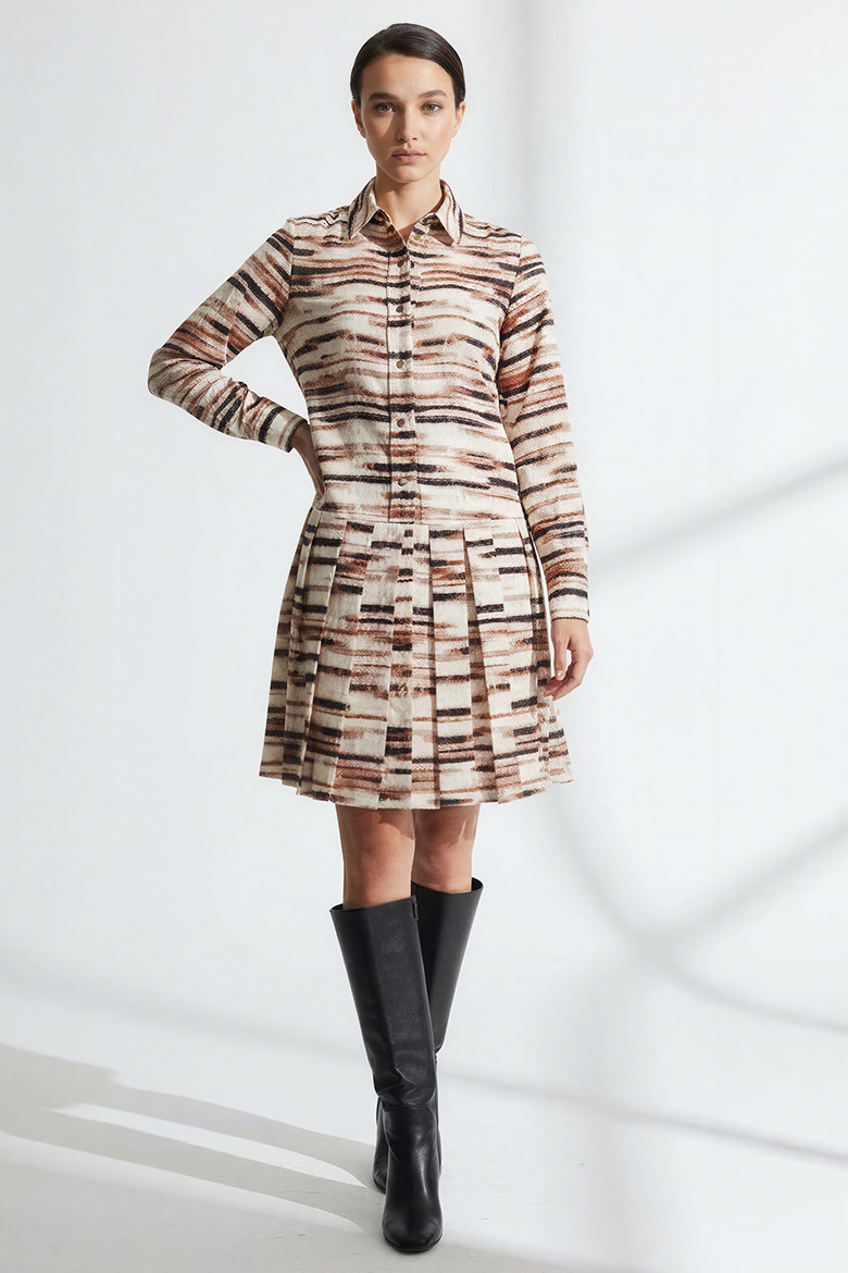 Junia Mini Dress, Alternate, color, Brown Patterned