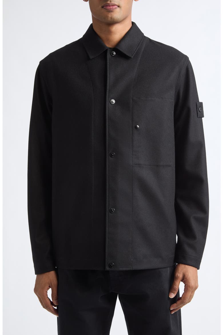 Virgin Wool & Nylon Shirt Jacket, Main, color, V0029 BLACK