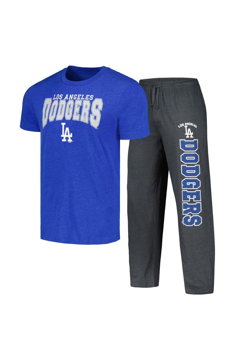 CONCEPTS SPORT Men's Concepts Sport Charcoal/Royal Los Angeles Dodgers Meter T-Shirt & Pants Sleep Set, Main, color, 