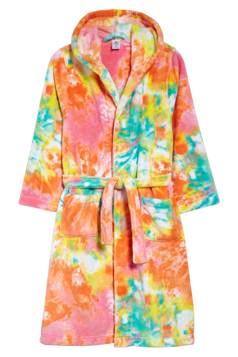 Kids' Hooded Fleece Robe, Main, color, MULTI SPIRAL TIE DYE