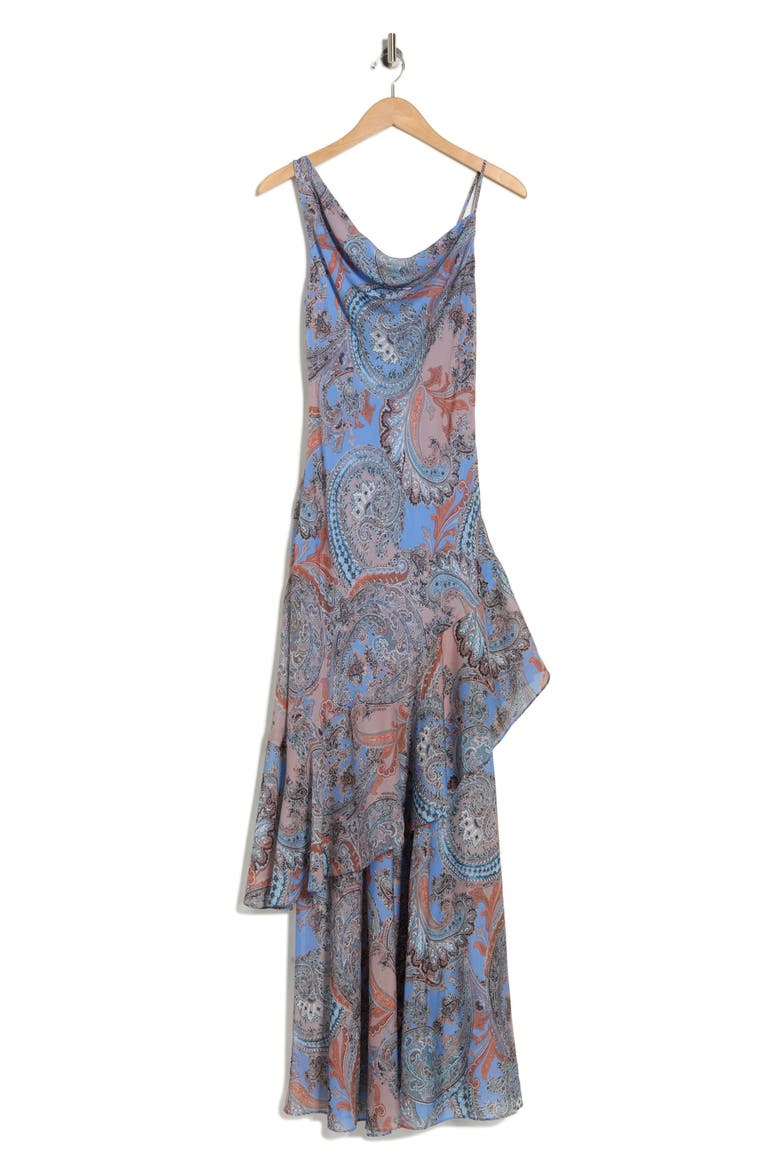 Viola Asymmetric Tiered Silk Gown, Alternate, color, PERIWINKLE FRENCH PAISLEY