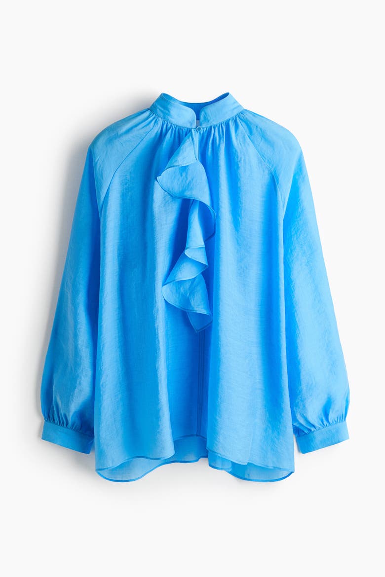 Flounced Lyocell-blend Blouse, Alternate, color, Bright blue