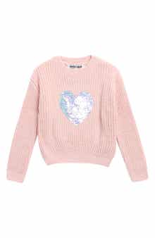 Vigoss Kids' Sequin Heart Chenille Sweater