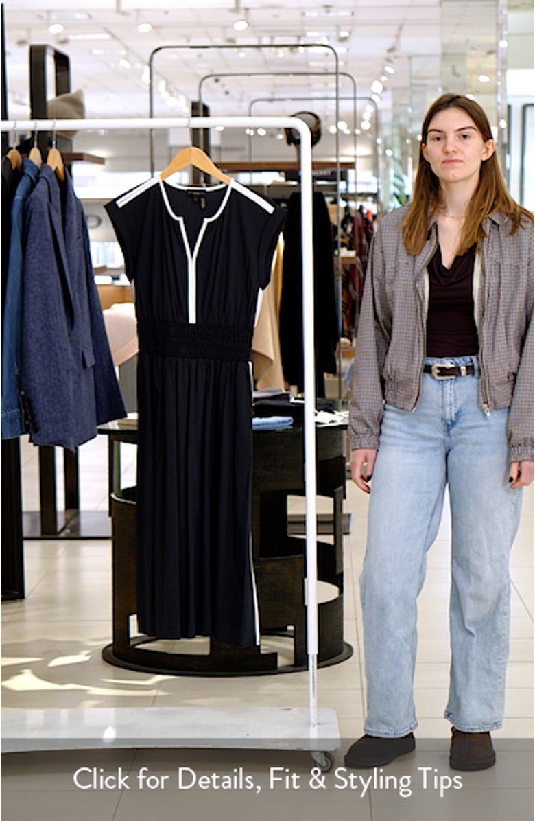 Cap Sleeve Piped Midi A-Line Dress, sales video thumbnail