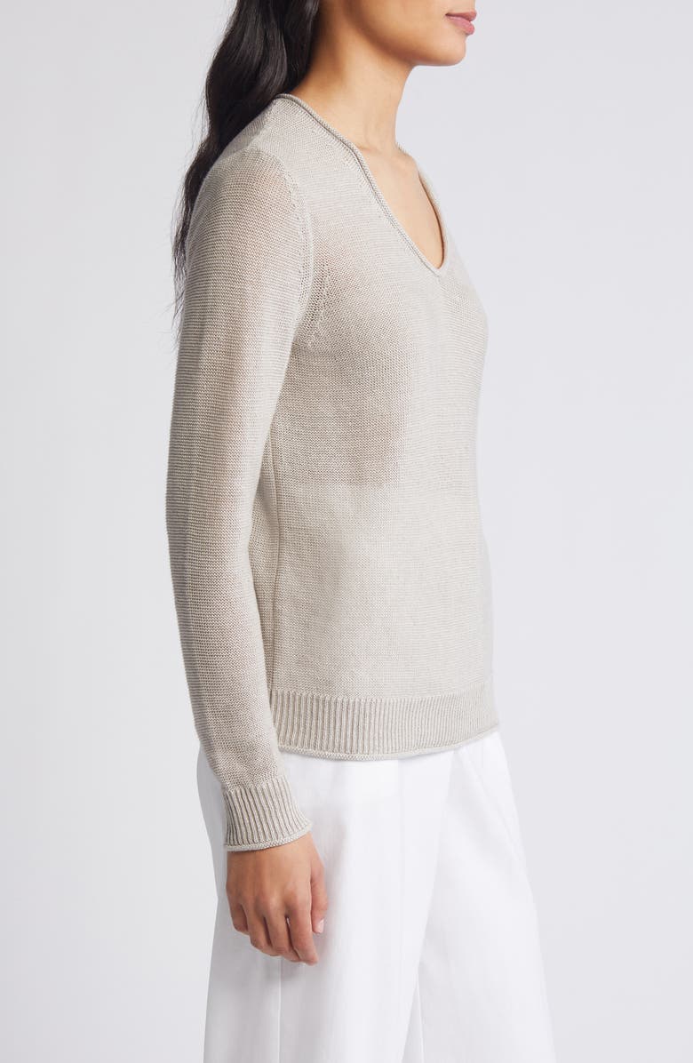 Tommy Bahama Cedar V-Neck Linen Sweater, Alternate, color, Natural