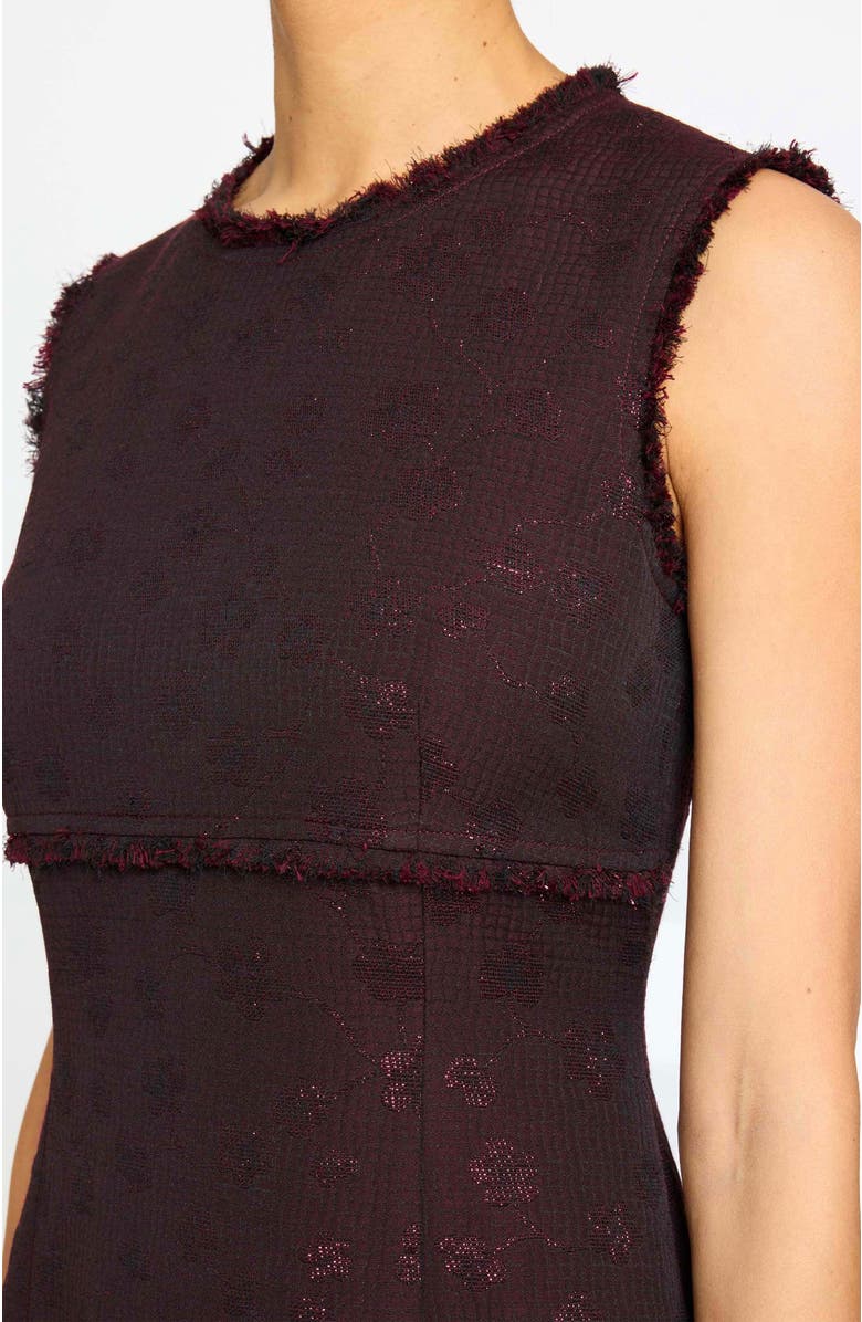 Santorelli Andi Midi Sheath Dress in Tonal Jacquard, Alternate, color, Raisin