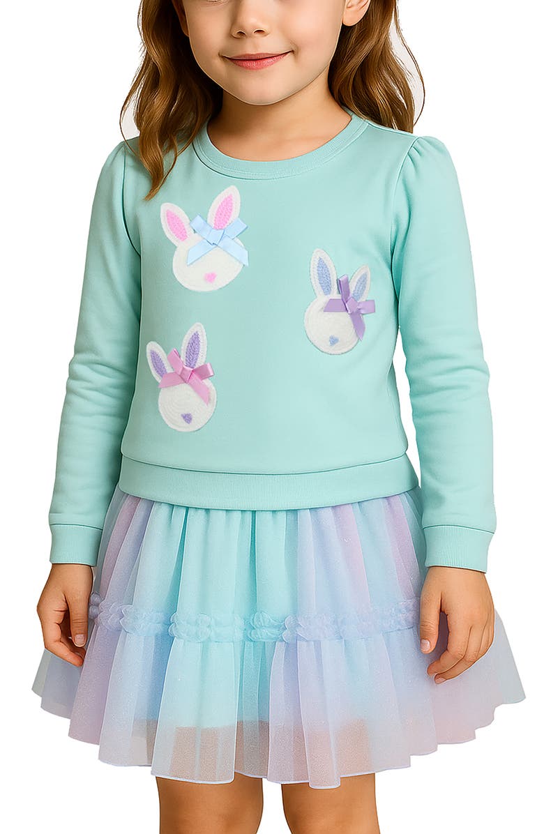 Zunie Kids' Long Sleeve Sequin Tutu Dress, Alternate, color, Mint Multi