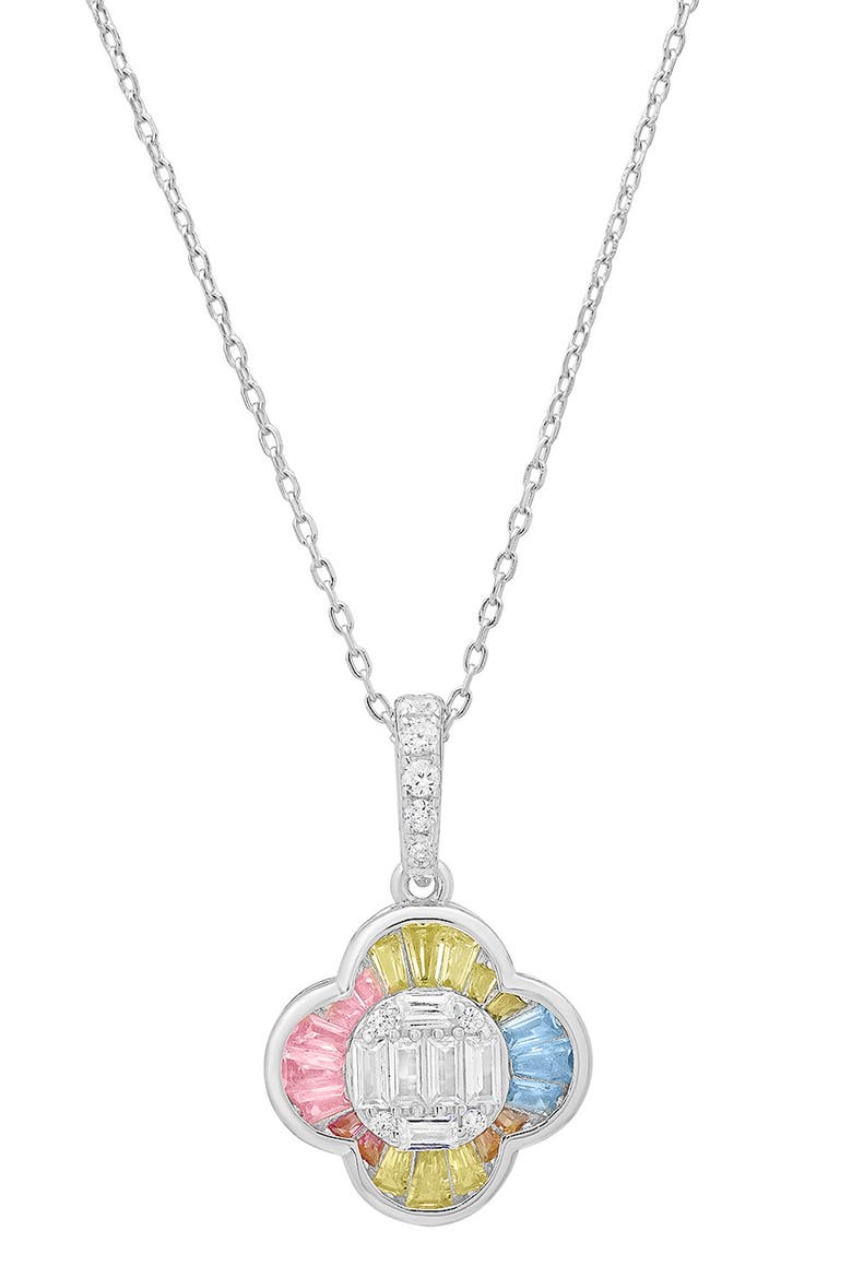 Pastel Clover Pendant Necklace, Main, color, SILVER