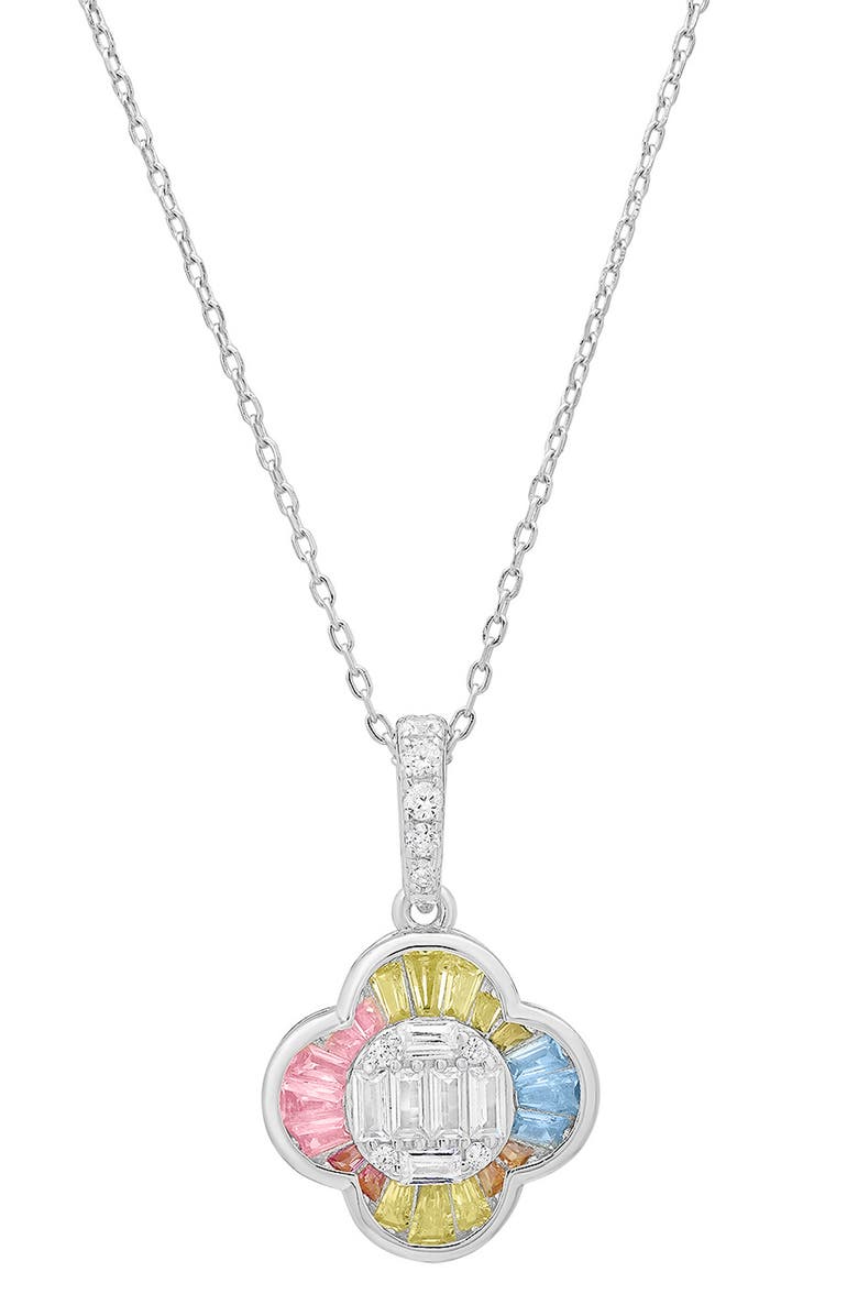 Queen Jewels Pastel Clover Pendant Necklace, Main, color, Silver