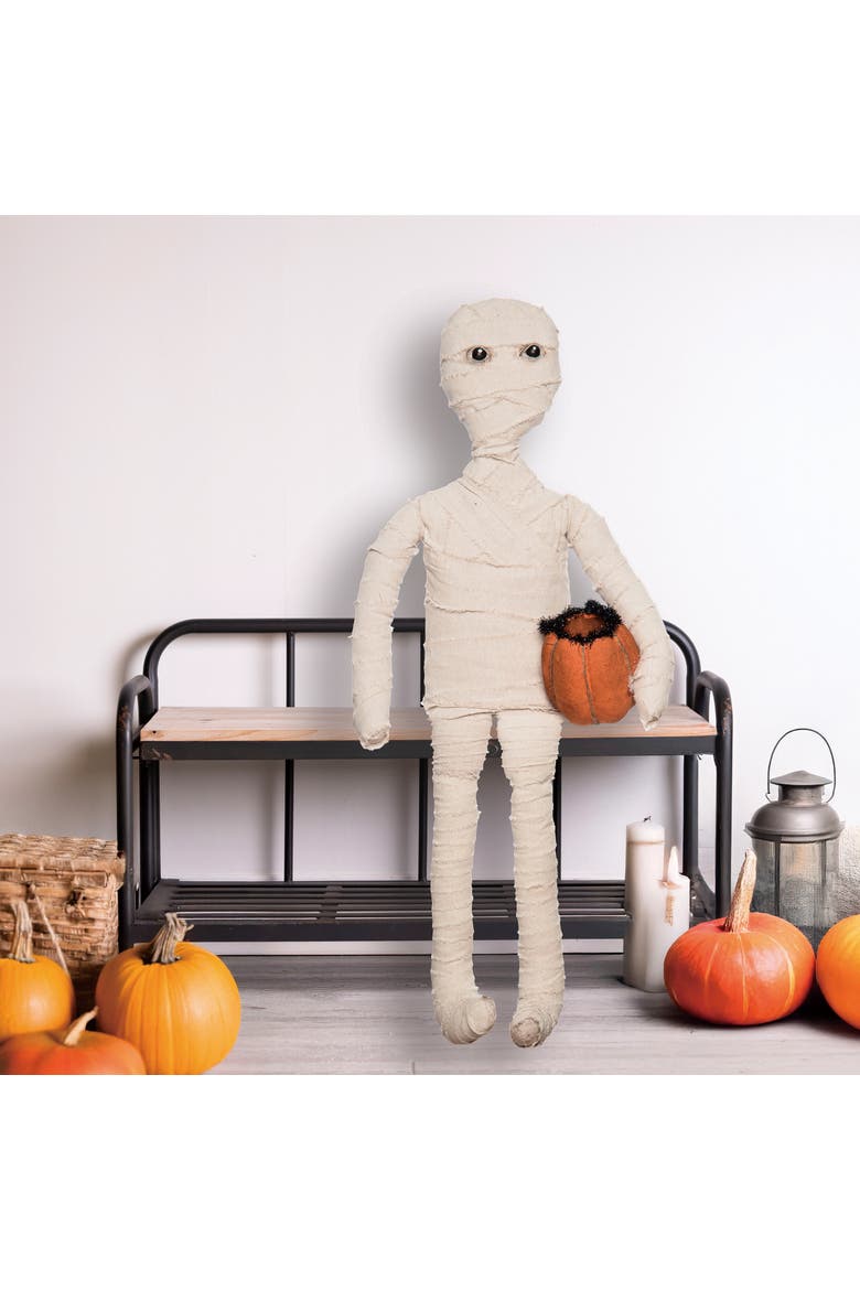 Mumford the Mummy Greeter Decorative Figurine Halloween Decor, Alternate, color, White
