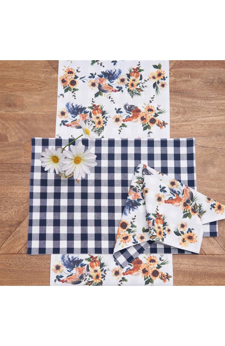 C&F Home Rooster Farmhouse 100% Cotton Set of 6 Placemats 14" x 20", Alternate, color, Blue