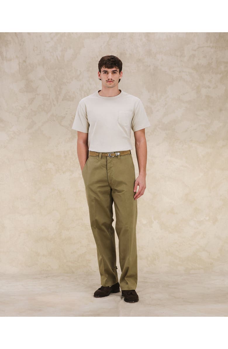 Fortela Thomas Herringbone Cotton Trousers, Alternate, color, Olive