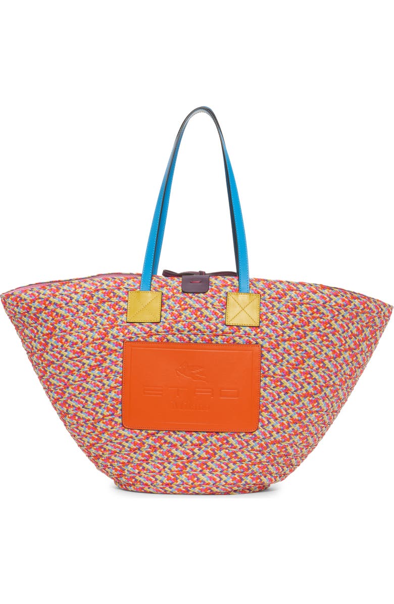 Etro Multicolor Woven Beach Tote, Main, color,