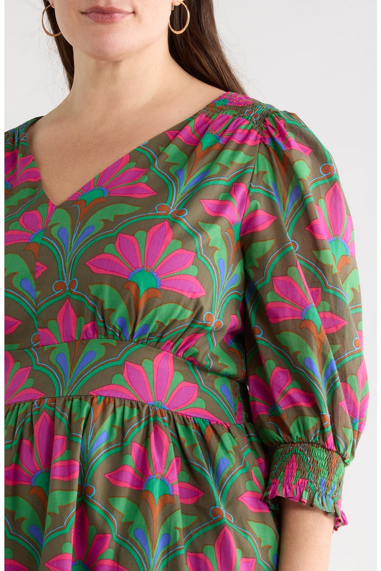Evanna Floral Print Long Sleeve Dress, Alternate, color, KELLY-GREEN-PINK