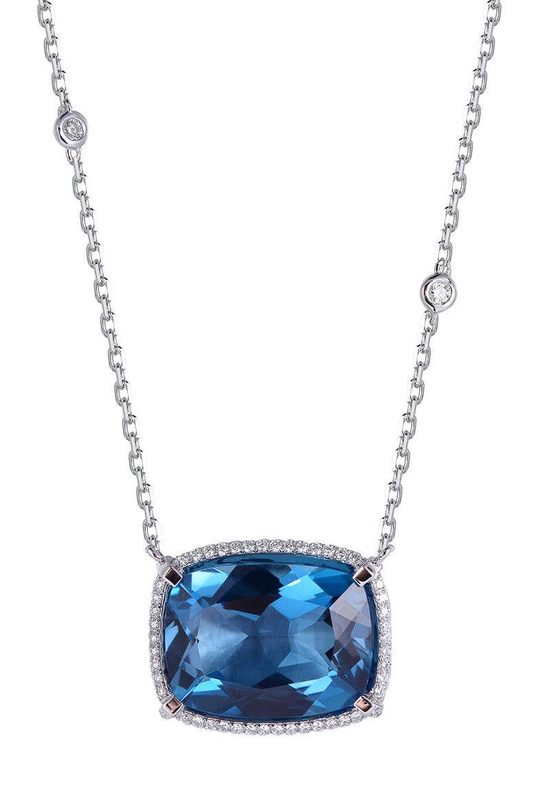 London Blue Topaz Necklace with Diamonds, Main, color, London Blue