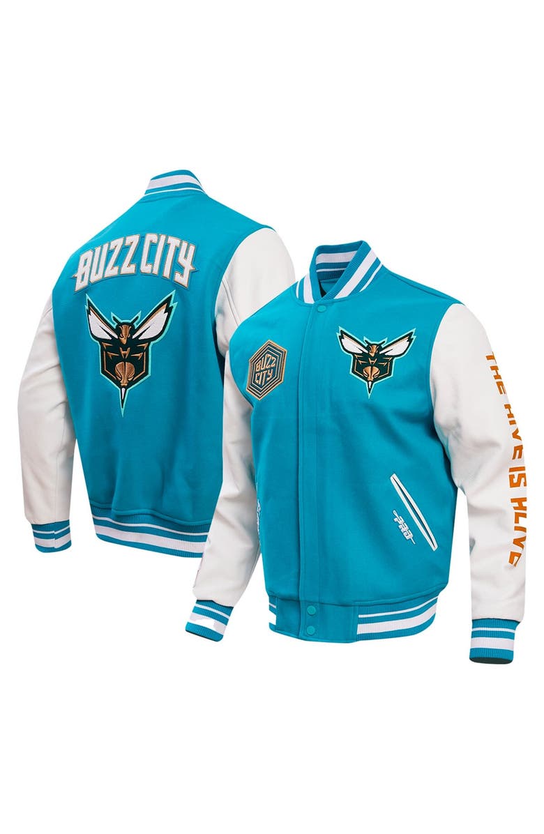 PRO STANDARD Men's Pro Standard Teal Charlotte Hornets 2023/24 City Edition Varsity Jacket, Main, color,
