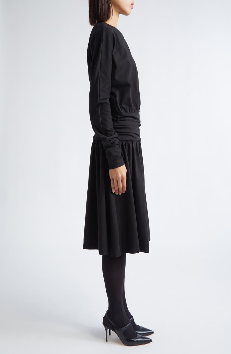 renaissance renaissance Joni Gathered Long Sleeve Jersey Dress, Alternate, color, Black