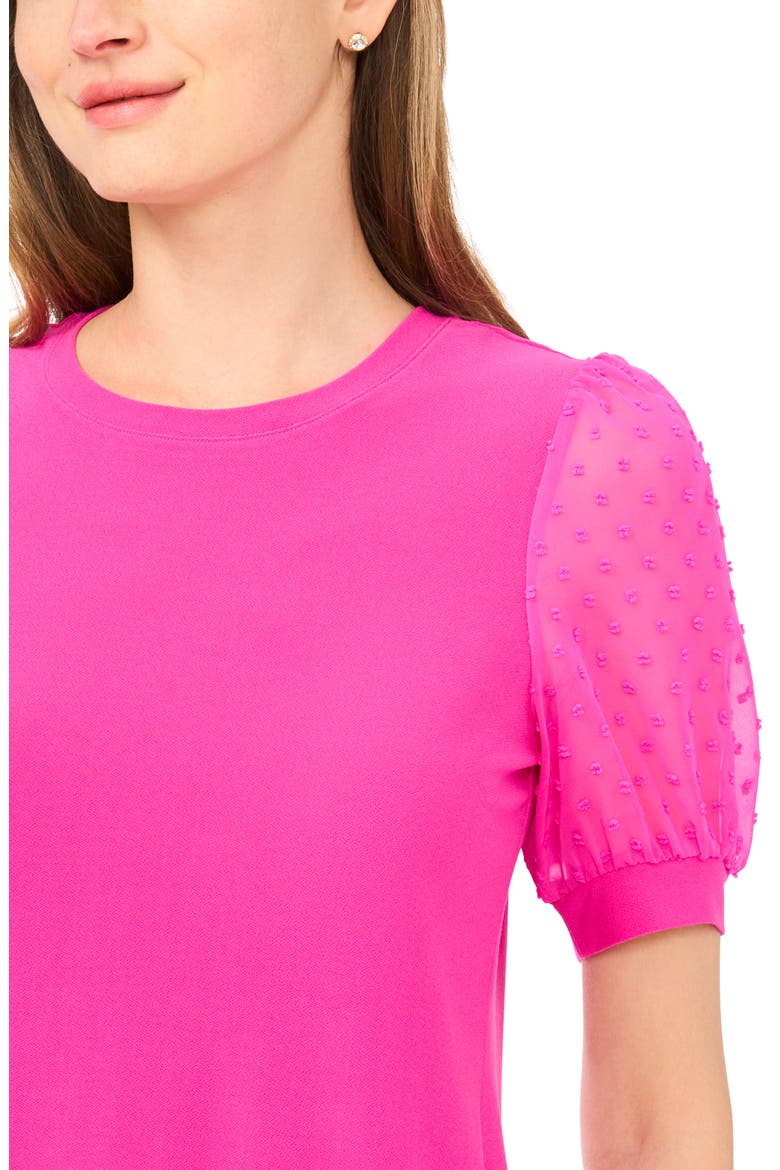 Clip Dot Puff Sleeve Top, Alternate, color, FIERCELY FUCHSIA
