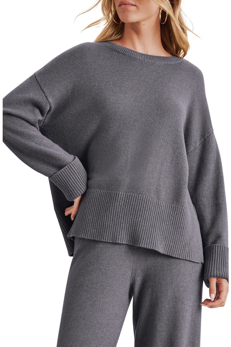 Haven Crewneck Cotton Blend Sweater, Alternate, color, ASH NAVY BLUE