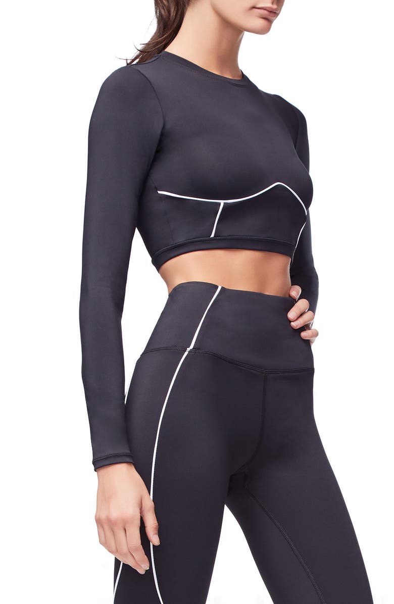 Good American Piped Crop Top, Alternate, color, 