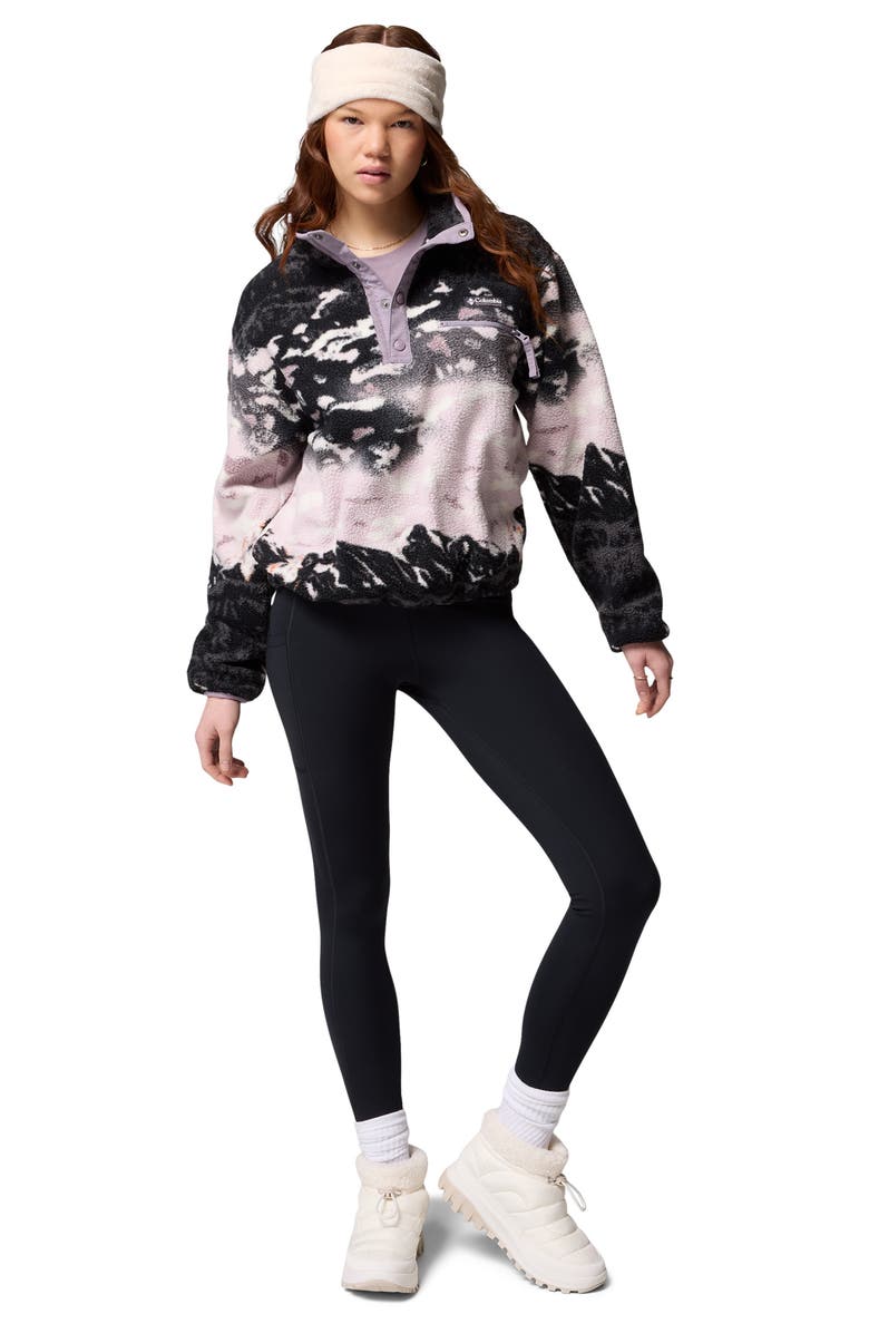 Columbia Helvetia II Print Crop Fleece Pullover, Alternate, color, Shale Purple Sisters